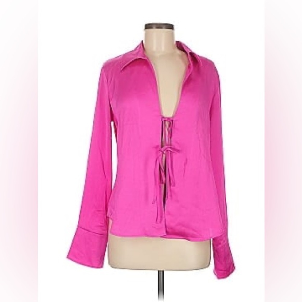 Fuschia Tie-Front Blouse